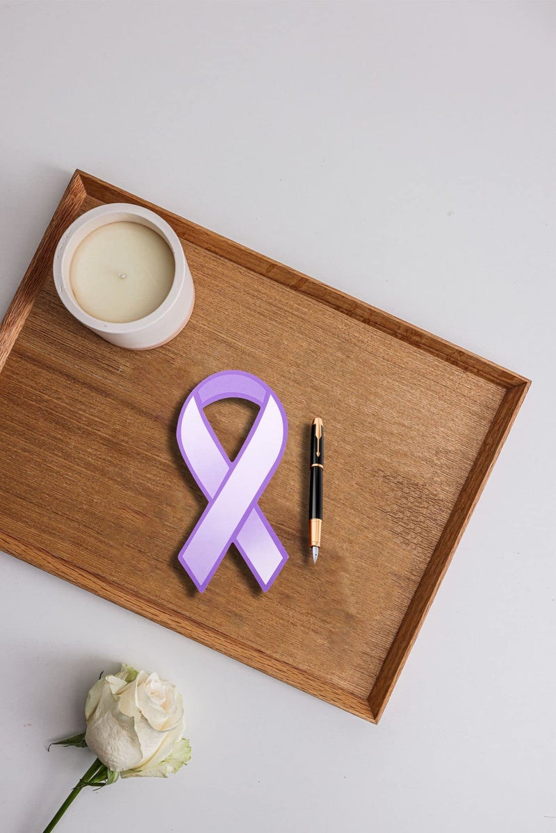 Fundraising For A Cause Large Paper Purple Ribbon Cutouts â€“ Awareness Paper Ribbon Decorations - Donation to Support Alzheimerâ€™s, Domestic Abuse, Epilepsy, & other Causes - (1 Pack - 50 Ribbons) - Image 4